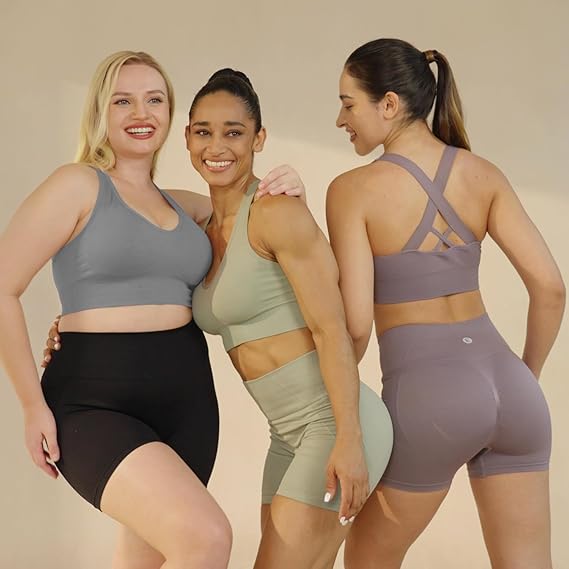 Marwa Clothing 5-Pack Strappy Sports Bras β Crossback, Seamless, Medium Support