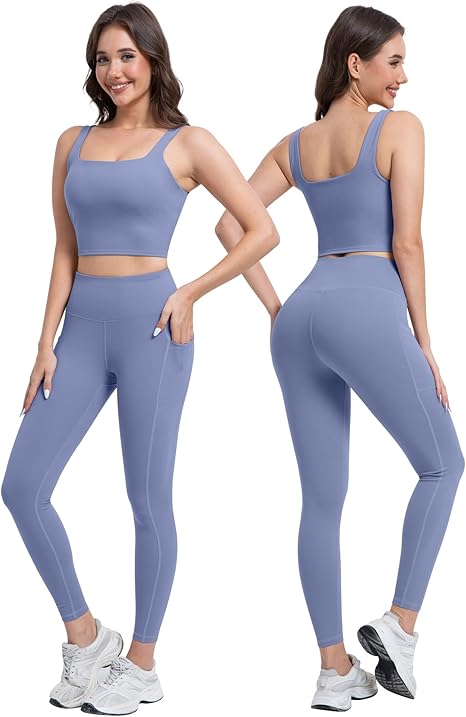 Marwa Clothing 3-in-1 Women’s Workout Set – High Waisted Leggings, Biker Shorts & Sports Bra