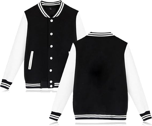 Women's Men's Varsity Baseball Jacket Casual Letterman Bomber Jacket Windbreaker Lightweight Jacket Coat
