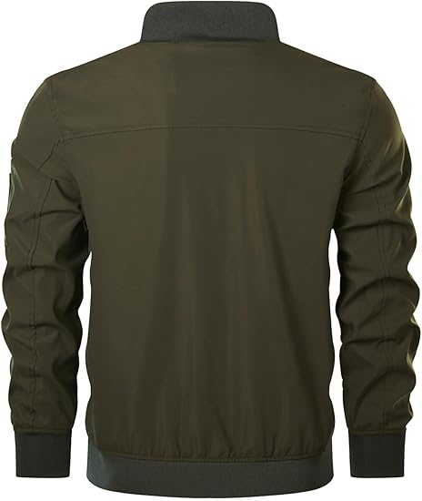 Men’s Bomber Jacket Lightweight Casual Stylish Spring Fall Windbreaker Zip Up Outwear Coat with Pockets