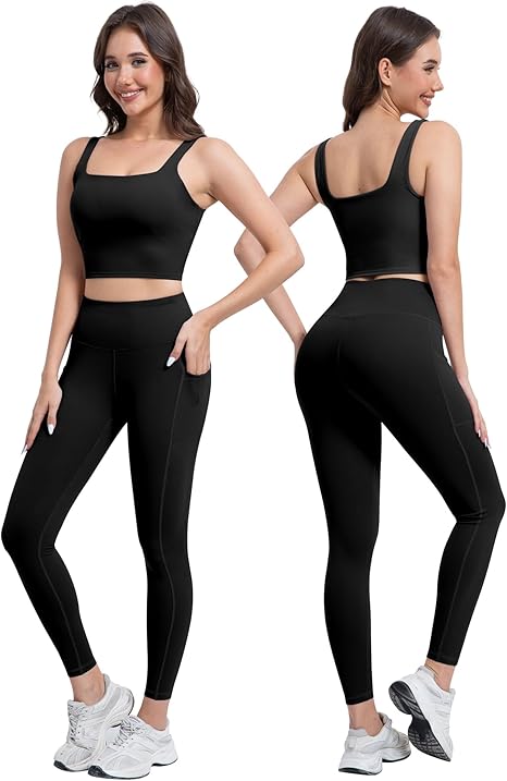 Marwa Clothing 3-in-1 Women’s Workout Set – High Waisted Leggings, Biker Shorts & Sports Bra