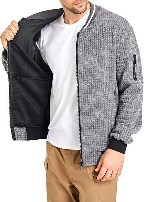 Mens Lightweight Jacket Casual Bomber Jacket Varsity Coat