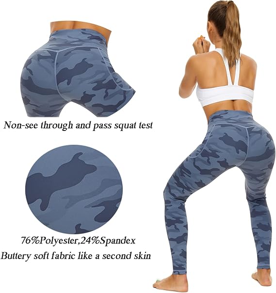 iniber High Waisted Yoga Pants with Pockets for Women 4-Way Stretch Soft Running Workout Leggings Athletic Yoga Pants