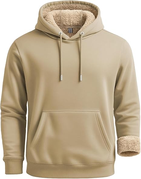 Men's Sherpa Lined Hoodie Sweatshirts Heavy Fleece Cotton for Winter Cold Weather