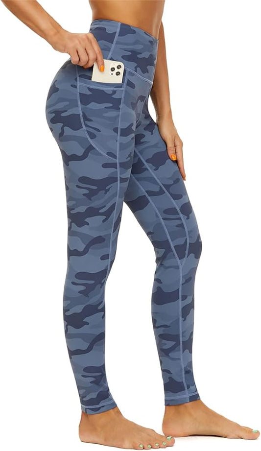 iniber High Waisted Yoga Pants with Pockets for Women 4-Way Stretch Soft Running Workout Leggings Athletic Yoga Pants