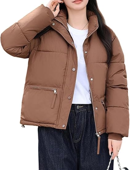 Women's Cropped Puffer Jacket Winter Warm Puffy Quilted Lightweight Jackets Coats