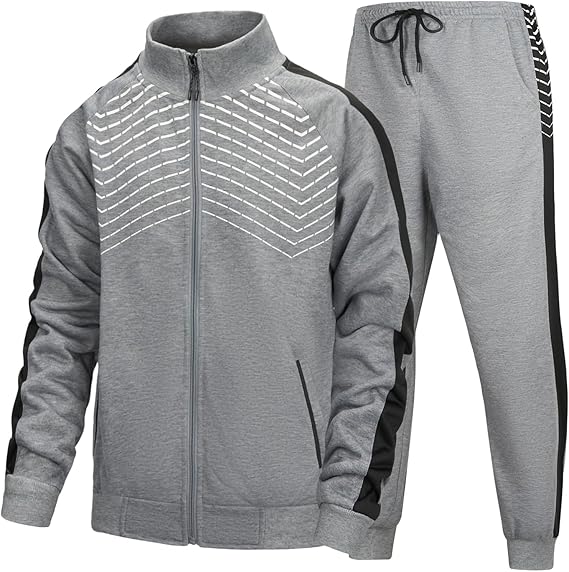 LBL Leading the Better Life Men's Sweat Suit 2 Piece Outfit Casual Contrast Sports Jogging Tracksuits Set