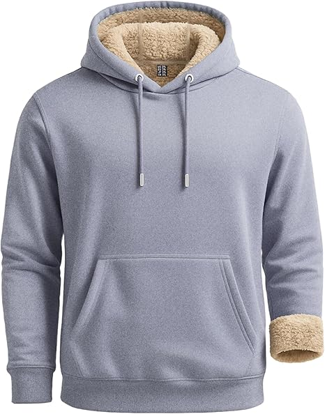 Men's Sherpa Lined Hoodie Sweatshirts Heavy Fleece Cotton for Winter Cold Weather