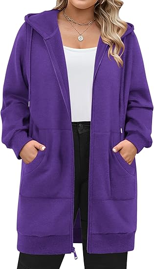 Zeagoo Zip Up Hoodies For Women Long Sleeve Oversized Sweatshirts Casual Lightweight Fleece Jackets With Pockets