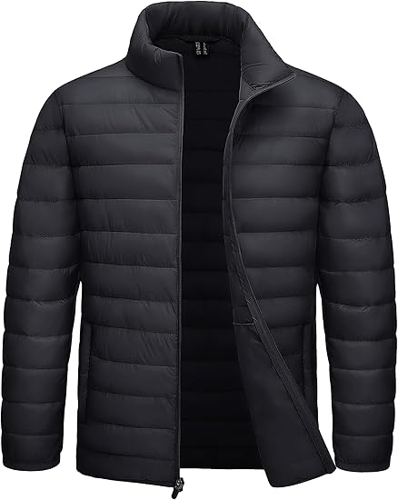 Men's Lightweight Puffer Jacket Winter Quilted Puffy Jackets Warm Water-Resistant Windproof Insulated Coats