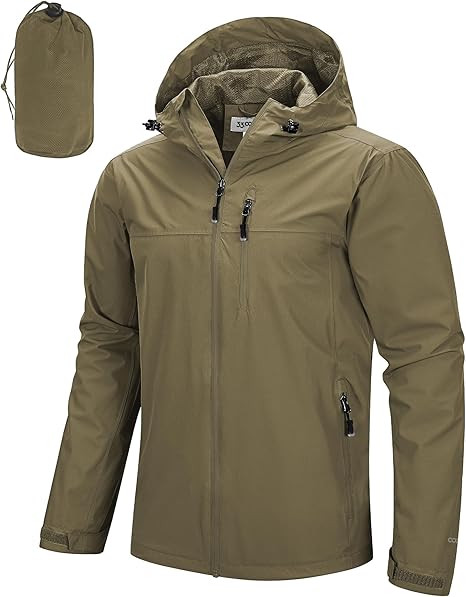 Men’s Packable Waterproof Rain Jacket with Hood – Lightweight Shell