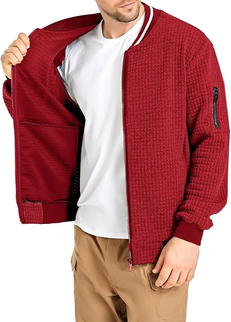 Mens Lightweight Jacket Casual Bomber Jacket Varsity Coat