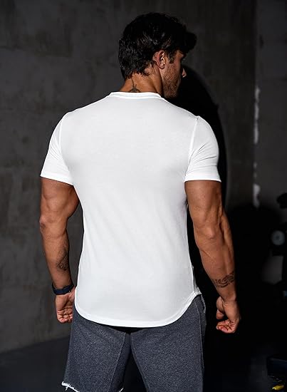 Marwa Clothing Men’s Slim Fit V-Neck Henley T-Shirt – Gym & Workout Athletic Tee