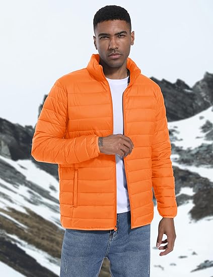 Men's Lightweight Puffer Jacket Winter Quilted Puffy Jackets Warm Water-Resistant Windproof Insulated Coats