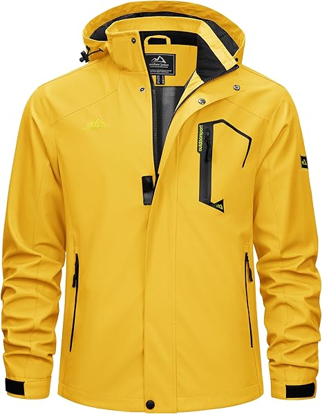 Men’s Lightweight Hooded Rain Jacket – Water-Resistant Windbreaker