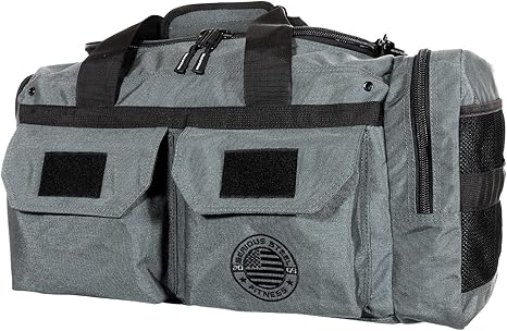Serious Steel Fitness Gym Bag With Moveable & Removable Dividers Made from 1000D Nylon (Utility Duffel - Black)