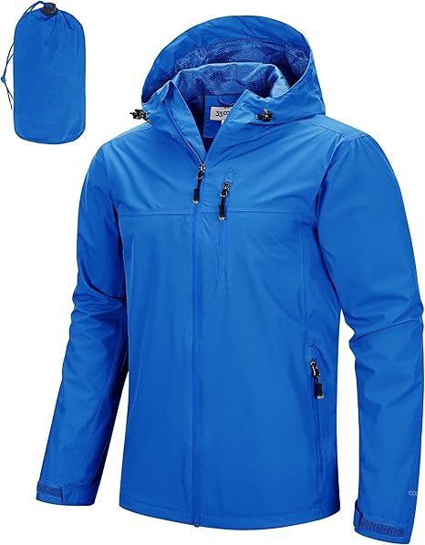 Men’s Packable Waterproof Rain Jacket with Hood – Lightweight Shell