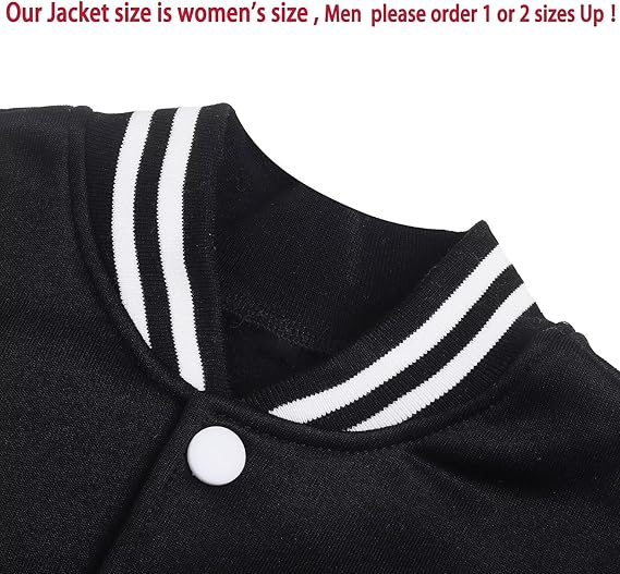 Women's Men's Varsity Baseball Jacket Casual Letterman Bomber Jacket Windbreaker Lightweight Jacket Coat