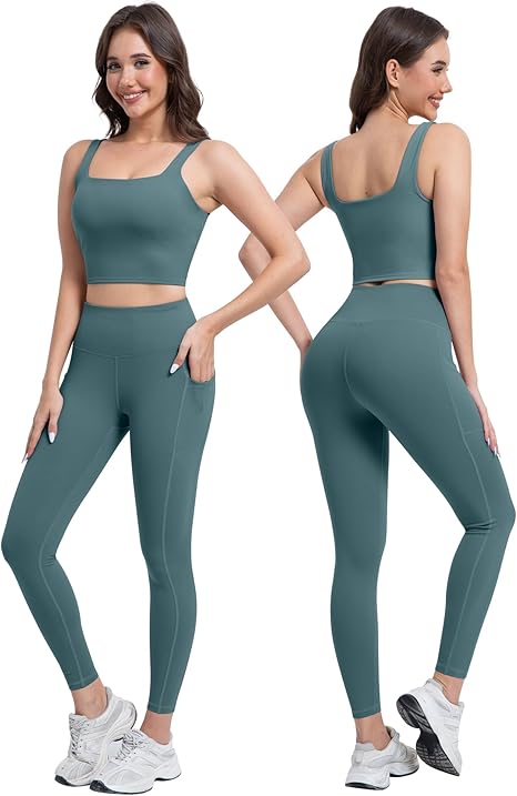 Marwa Clothing 3-in-1 Women’s Workout Set – High Waisted Leggings, Biker Shorts & Sports Bra