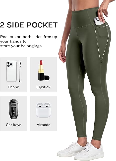 Leggings with Pockets for Women, 6 Packs Soft High Waisted Tummy Control Workout Yoga Pants