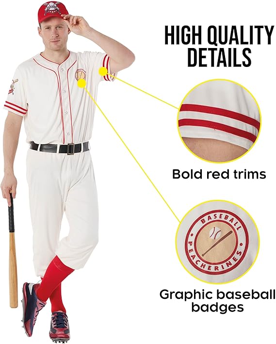 Adult Baseball Costume Men League Coach Outfit Baseball Halloween Costumes For Men
