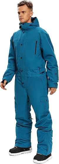 Marwa Clothing Men’s Waterproof One-Piece Snowsuit | Winter Ski Suit for Outdoor Sports