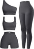 Marwa Clothing 4-Piece Workout Set for Women – Ribbed Leggings, Sports Bra, Crop Top & Jacket | Yoga & Gym Activewear Matching Outfit