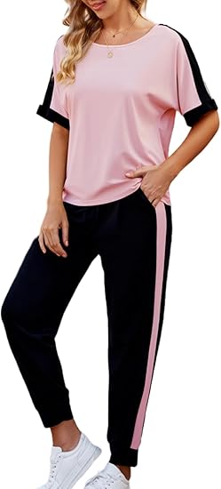 VIMPUNEC Women’s 2-Piece Summer Casual Lounge Set – Soft Sweatsuit & Matching Top | Marwa Clothing