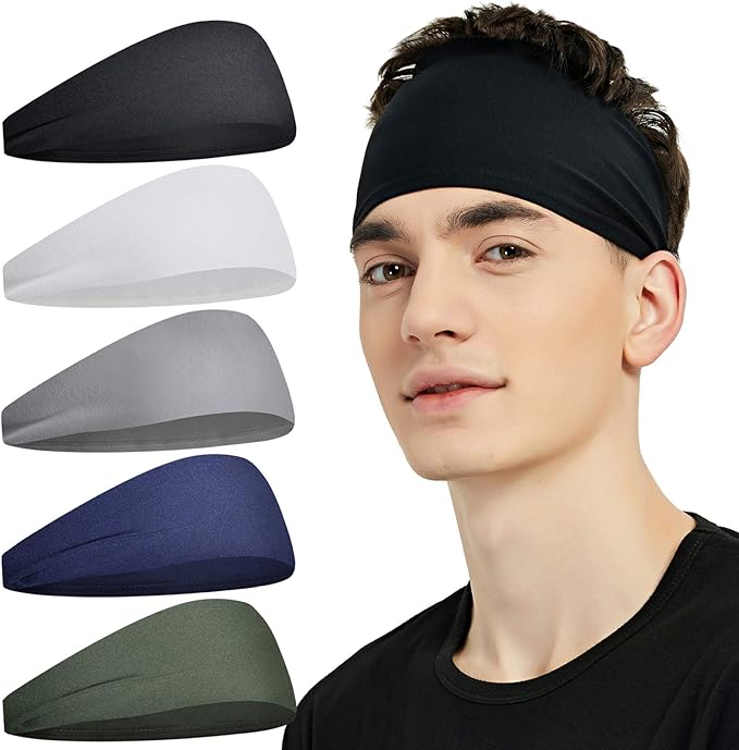 Sports Headbands for Men & Women – 5-Pack Moisture-Wicking Sweatbands for Running, Cycling, Yoga | Marwa Clothing