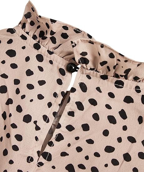 Avanova Women Polka Dot Long Sleeve Blouse – Mock Neck Ruffle Top | Marwa Clothing