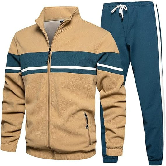 LBL Leading the Better Life Men's Sweat Suit 2 Piece Outfit Casual Contrast Sports Jogging Tracksuits Set