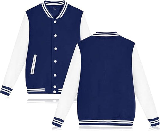 Women's Men's Varsity Baseball Jacket Casual Letterman Bomber Jacket Windbreaker Lightweight Jacket Coat