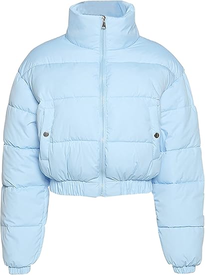 Women' s Cropped Quilted Puffer Jacket Outerwear Coats