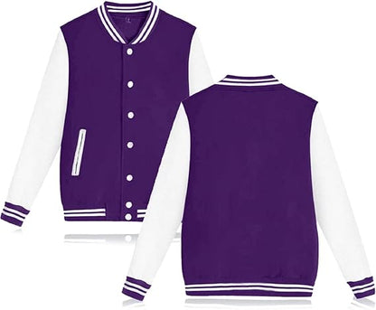 Women's Men's Varsity Baseball Jacket Casual Letterman Bomber Jacket Windbreaker Lightweight Jacket Coat