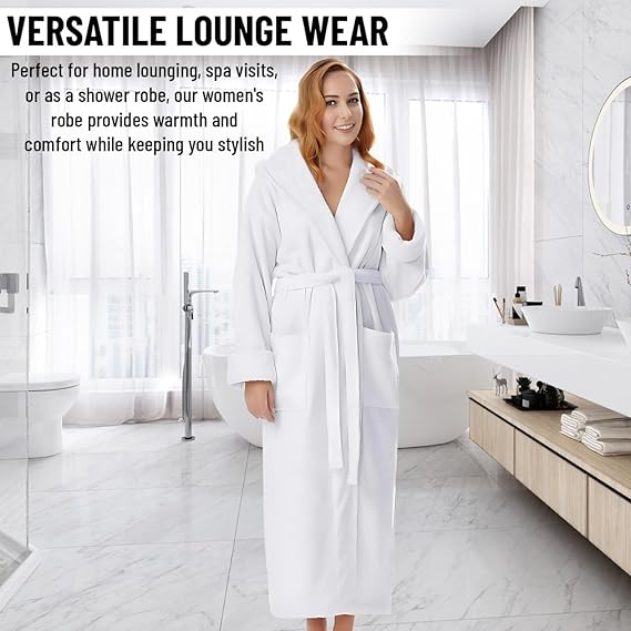 Unisex Cotton Terry Bathrobe – Shawl Collar Spa Robe for Men & Women | One Size Absorbent Long wear