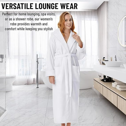 Unisex Cotton Terry Bathrobe – Shawl Collar Spa Robe for Men & Women | One Size Absorbent Long wear