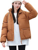 Women's Cropped Puffer Jacket Winter Warm Puffy Quilted Lightweight Jackets Coats