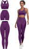 3 Piece Workout Sets for Women Butt Lifting Leggings with High Impact Sports Bra Gym Shorts