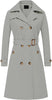 Women's Double Breasted Long Trench Coats Mid-Length Belted Overcoat Dress Jacket with Detachable Hood