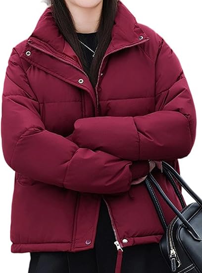 Women's Cropped Puffer Jacket Winter Warm Puffy Quilted Lightweight Jackets Coats