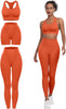 3 Piece Workout Sets for Women Butt Lifting Leggings with High Impact Sports Bra Gym Shorts