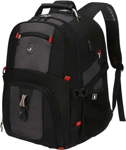 Extra Large 50L Travel Laptop Backpack with USB Charging Port, College High School Backpack Airline Approved Business Work Bag Fits 17 Inch Computer for Men Women
