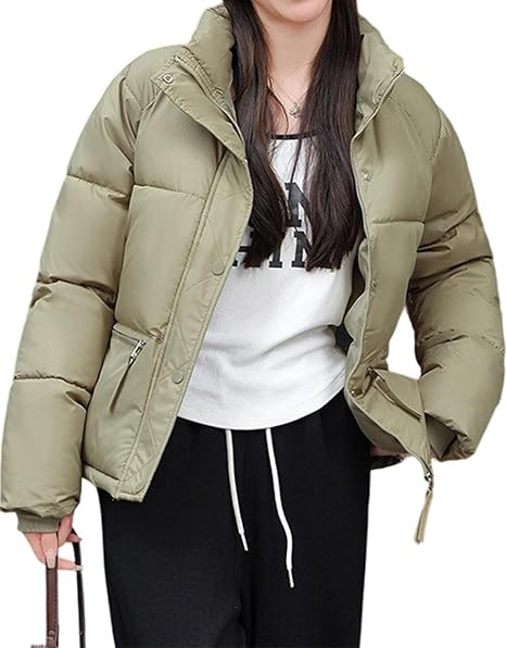 Women's Cropped Puffer Jacket Winter Warm Puffy Quilted Lightweight Jackets Coats