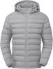 Men's Lightweight Puffer Jackets Detachable Hood Water-Resistant Casual Winter Coat Hooded Insulated for Travel Ski