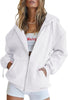 Trendy Queen Womens Zip Up Hoodies Oversized Sweatshirts Fall School Fashion Outfits Casual Jackets 2025 Winter Clothes