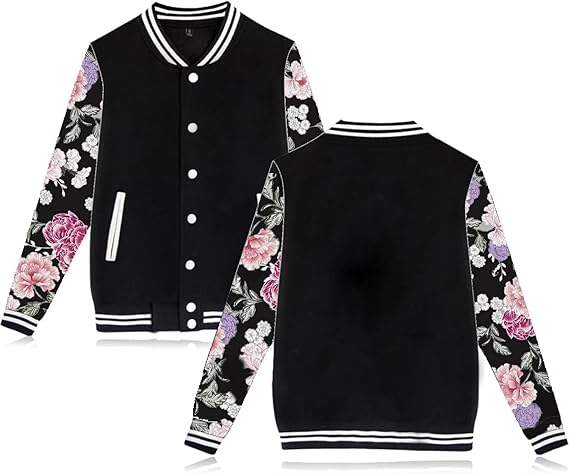 Women's Men's Varsity Baseball Jacket Casual Letterman Bomber Jacket Windbreaker Lightweight Jacket Coat