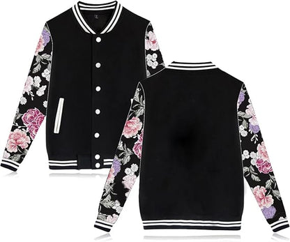 Women's Men's Varsity Baseball Jacket Casual Letterman Bomber Jacket Windbreaker Lightweight Jacket Coat
