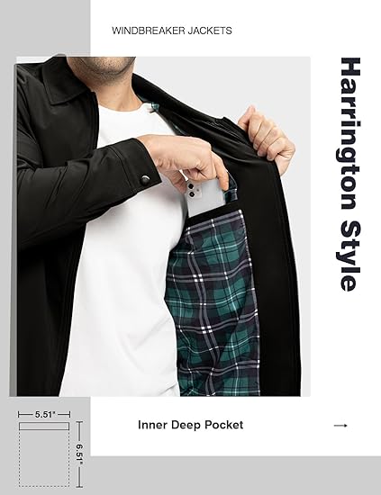 Men's Lightweight Jackets Casual Windbreaker Stylish Light Fall Spring Golf Work Dress Business