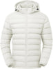 Men's Lightweight Puffer Jackets Detachable Hood Water-Resistant Casual Winter Coat Hooded Insulated for Travel Ski