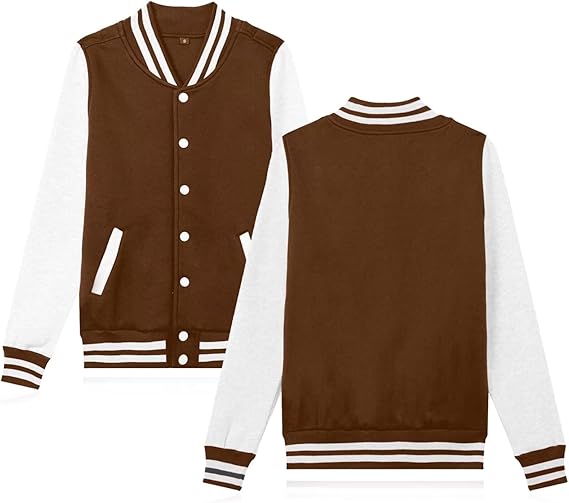 Women's Men's Varsity Baseball Jacket Casual Letterman Bomber Jacket Windbreaker Lightweight Jacket Coat